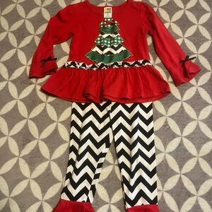 Healthtex Red Holiday Top with Green Tree